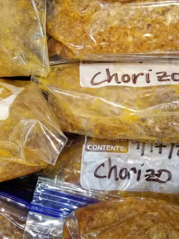 Chorizo bags ready to freeze